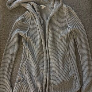Banana Republic Hooded Open-Front Knit Cardigan - Light Gray